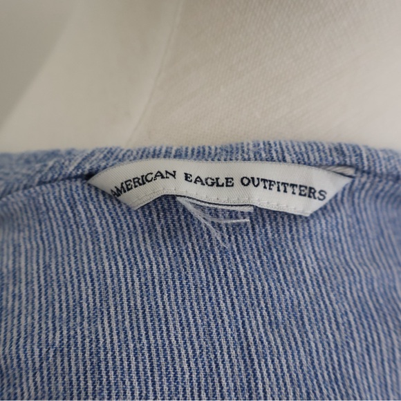 Blue American Eagle Ruffle Top with Bell Sleeves - Picture 7 of 9